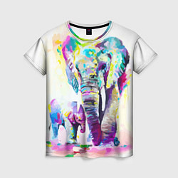 Женская футболка Акварельные слоны
