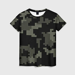 Женская футболка Камуфляж пиксельный: черный/серый