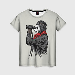 Женская футболка Панда танкист
