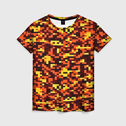 Женская футболка Камуфляж пиксельный: оранжевый/желтый