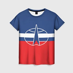 Женская футболка Флаг космический войск РФ