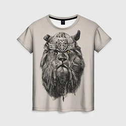 Женская футболка Старый лев-воин