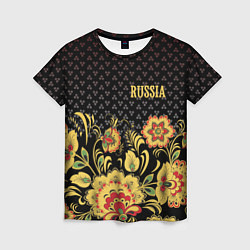 Женская футболка Russia: black edition