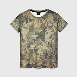 Женская футболка Камуфляж пиксельный: хаки