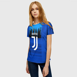 Футболка женская FC Juventus: Blue Abstract, цвет: 3D-принт — фото 2