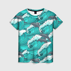 Женская футболка Лазурные дельфины