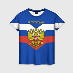 Женская футболка Россия: Триколор
