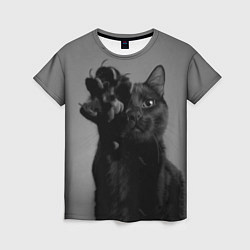 Женская футболка Черный котик