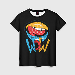 Женская футболка Wow - lips with tongue