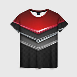 Женская футболка Металлические уголки-стрелки серебристые с красной