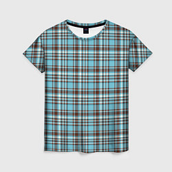 Женская футболка Клетчатый голубой стиль рубашки