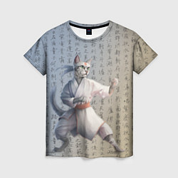 Женская футболка Karate cat