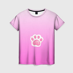 Женская футболка Розовая лапка с подушечками