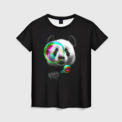 Женская футболка Панда и мыльный пузырь