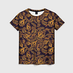 Женская футболка Лето золото цветы узор
