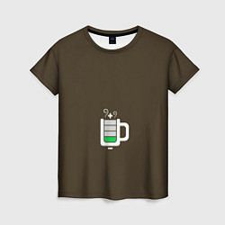 Женская футболка Батарейка заряд чашка кофе