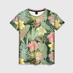 Женская футболка Тропические растения и цветы