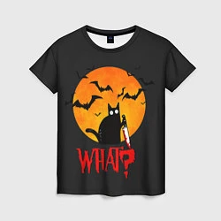 Женская футболка What Cat Halloween