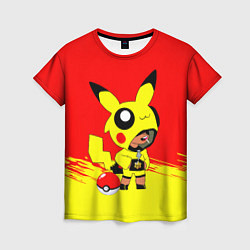 Женская футболка Brawl starsLeon pikachu