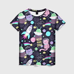 Женская футболка Коты-космонавты