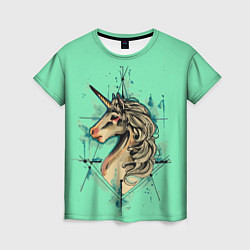 Женская футболка Единорог акварель