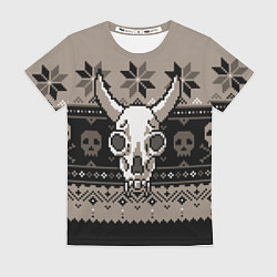 Женская футболка Свитер с черепом быка