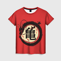 Женская футболка Иероглифы Китайский Дракон