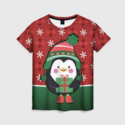 Женская футболка Пингвин Новый год