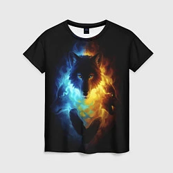 Женская футболка Волки в огне
