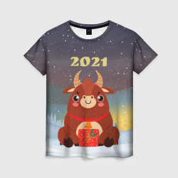 Женская футболка Бык с подарками 2021