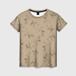 Женская футболка Листья на бежевом фоне