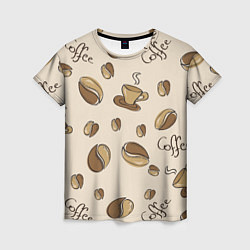 Женская футболка Кофейный узор на светлом
