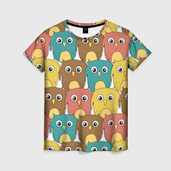 Женская футболка Разноцветные совы