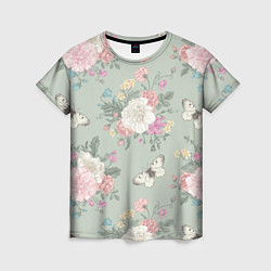 Женская футболка Бабочки в цветах