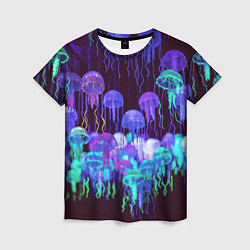 Футболка женская Неоновые медузы, цвет: 3D-принт