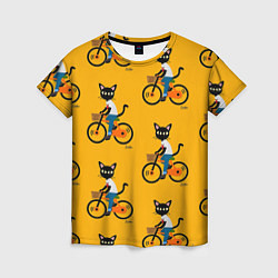 Женская футболка Котики на велосипедах
