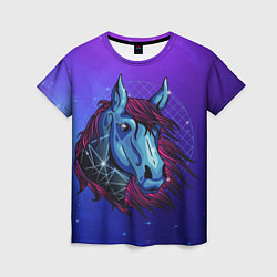 Женская футболка Retrowave Neon Horse