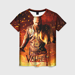 Женская футболка Valheim Викинг в огне