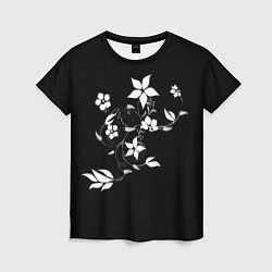 Женская футболка Цвета цветов черное