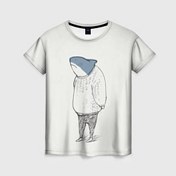 Женская футболка Акула в свитере