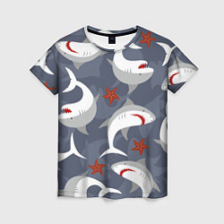 Футболка женская Акулы, цвет: 3D-принт
