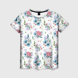Женская футболка Весенние акварельные цветы