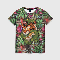 Женская футболка Тигр кусает змею