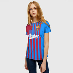 Футболка женская Домашняя форма ФК «Барселона», цвет: 3D-принт — фото 2