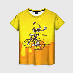 Женская футболка Банан на велосипеде