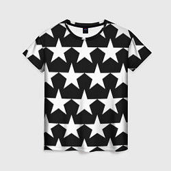 Женская футболка Белые звёзды на чёрном фоне 2