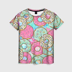 Женская футболка РазНоцветные Пончики