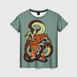 Женская футболка Тигры Змея Полосы