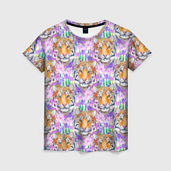 Женская футболка Тигр в цветах