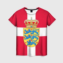 Женская футболка Дания Герб и флаг Дании